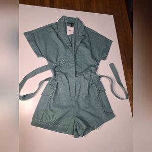 Green Short Sleeve Romper